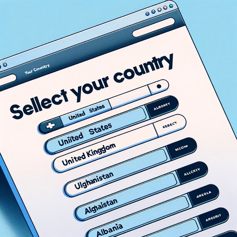 Drop-down list of countries