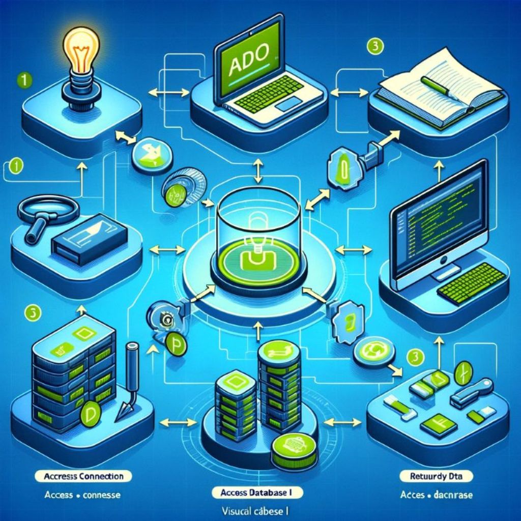 illustration that depicts the process of connecting to an Access database using ADO.NET in Visual C#.