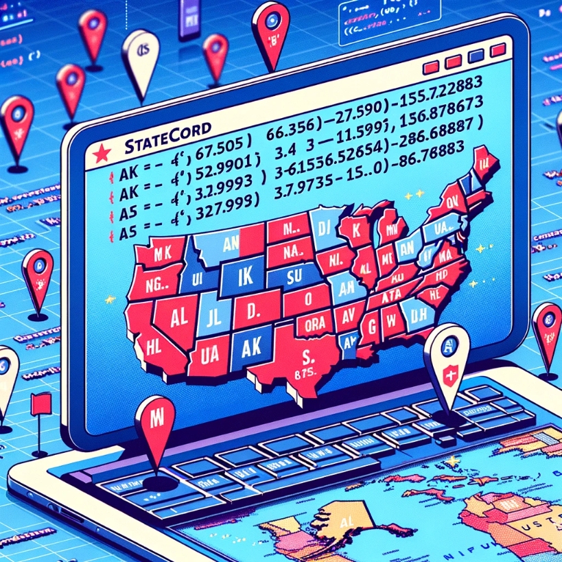 Array of States and their Coordinates